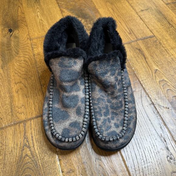 Hey Dude Denny Leopard Animal Print Fur Wool Slip On Booties Women’s Size 8 - Picture 2 of 6